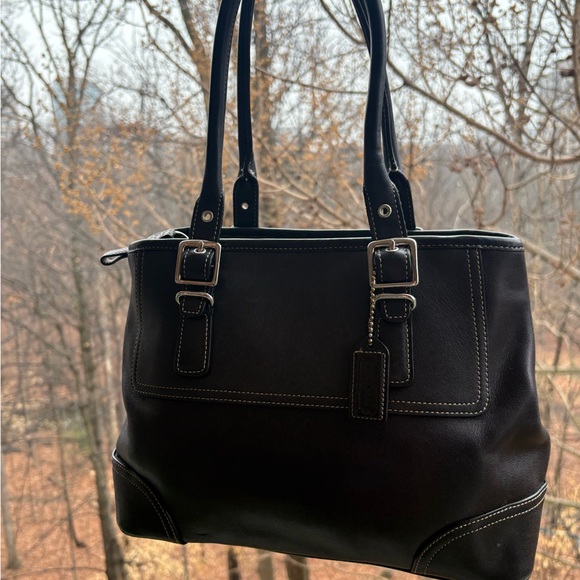 Vintage Coach Hampton Black Leather Carryall | Style 7555 | 2003 | Great Cond - Picture 4 of 11